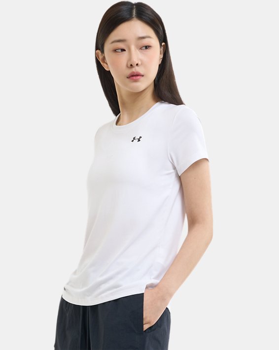 เสื้อแขนสั้น UA Tech™ สำหรับผู้หญิง in White image number 2